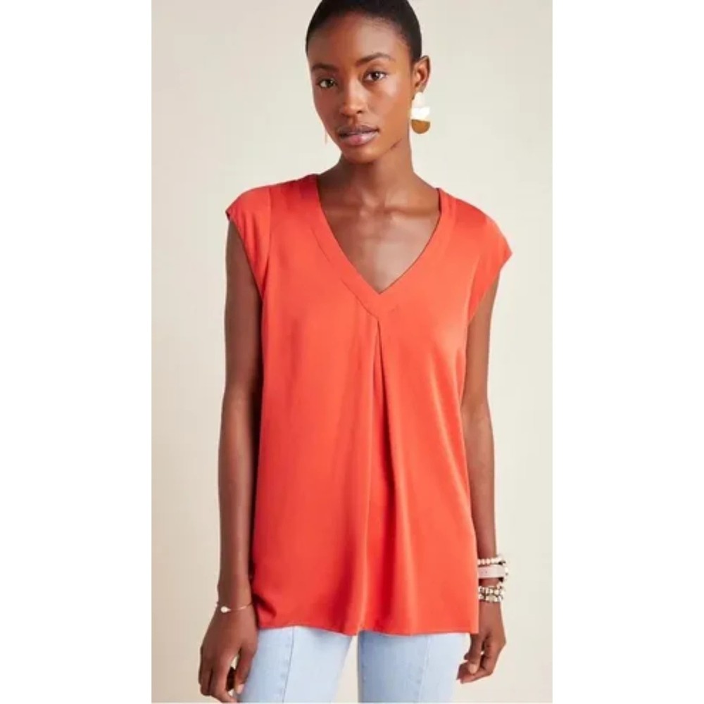 Anthropologie Maeve Ally Cupro Tunic Red Small